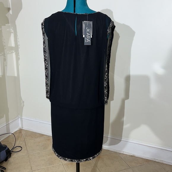 NWT: Jkara black dress with sequins and beading - Picture 5 of 12